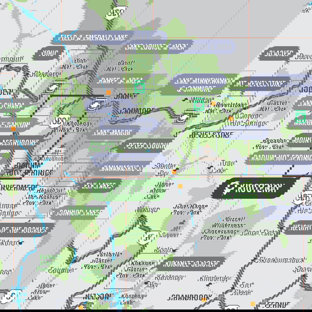 Kootenay National Park BC - Park Map - Backroad Maps