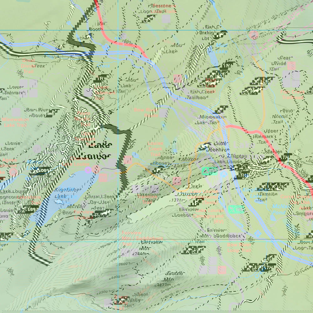 Lake Louise & Area (Banff National Park, Alberta) - Destination Map - Backroad Maps