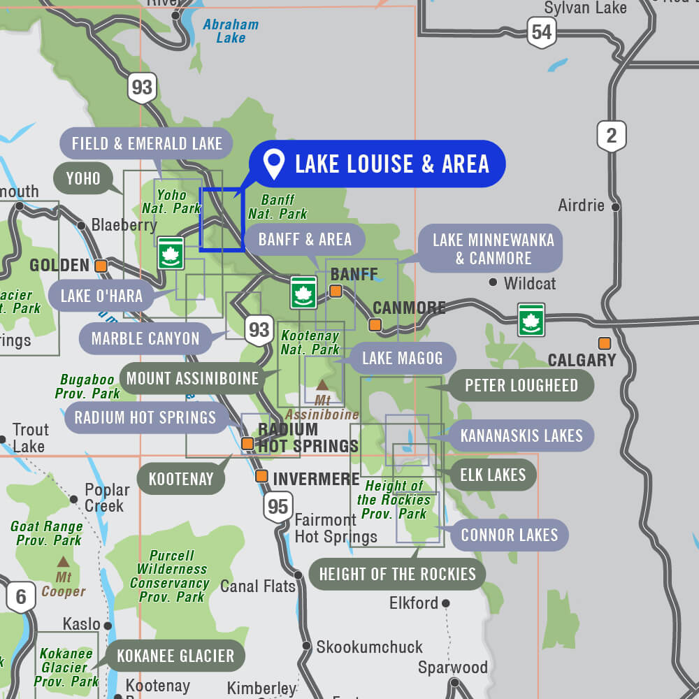Lake Louise & Area (Banff National Park, Alberta) - Destination Map - Backroad Maps