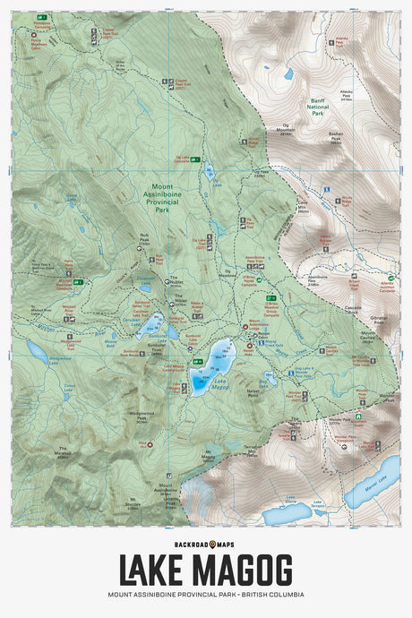 Lake Magog - Mount Assiniboine Provincial Park BC - Wall Map - Backroad Maps