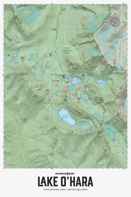 Lake O'Hara - Yoho National Park BC - Wall Map - Backroad Maps