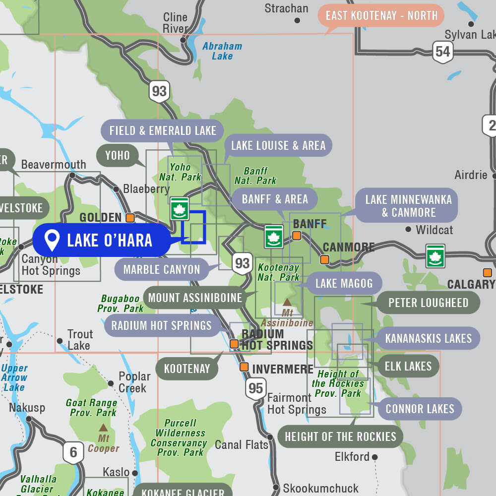 Lake O'Hara (Yoho National Park, BC) - Destination Map - Backroad Maps