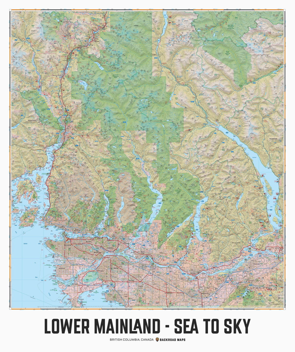 Lower Mainland / Sea to Sky, BC - Wall Map - Backroad Maps