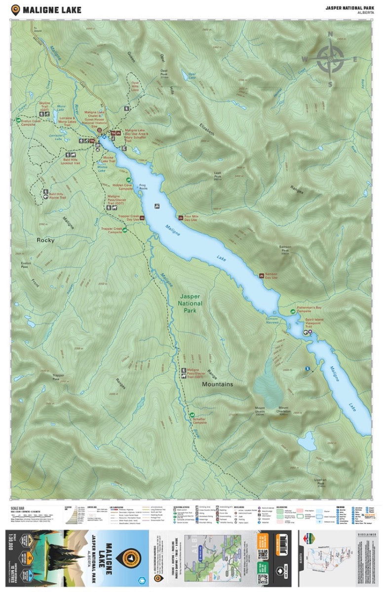 Maligne Lake (Jasper National Park, Alberta) - Destination Map - Backroad Maps