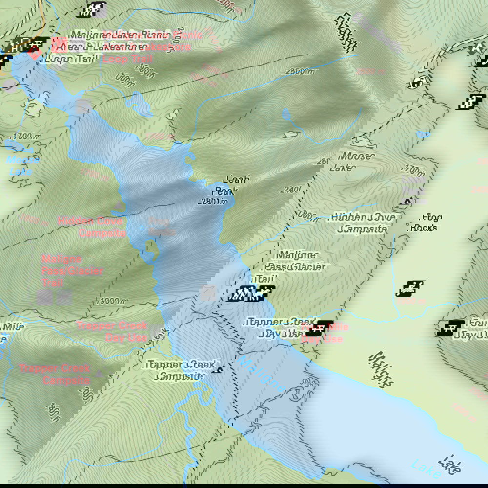 Maligne Lake (Jasper National Park, Alberta) - Destination Map - Backroad Maps