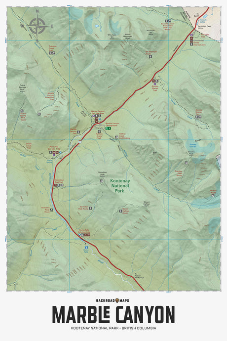 Marble Canyon - Kootenay National Park BC - Wall Map - Backroad Maps