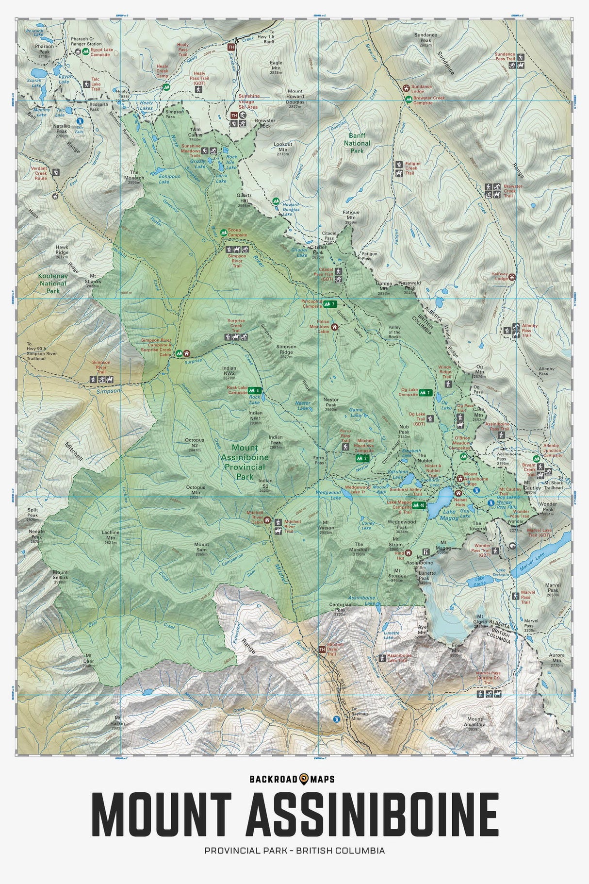 Mount Assiniboine Provincial Park BC - Wall Map - Backroad Maps
