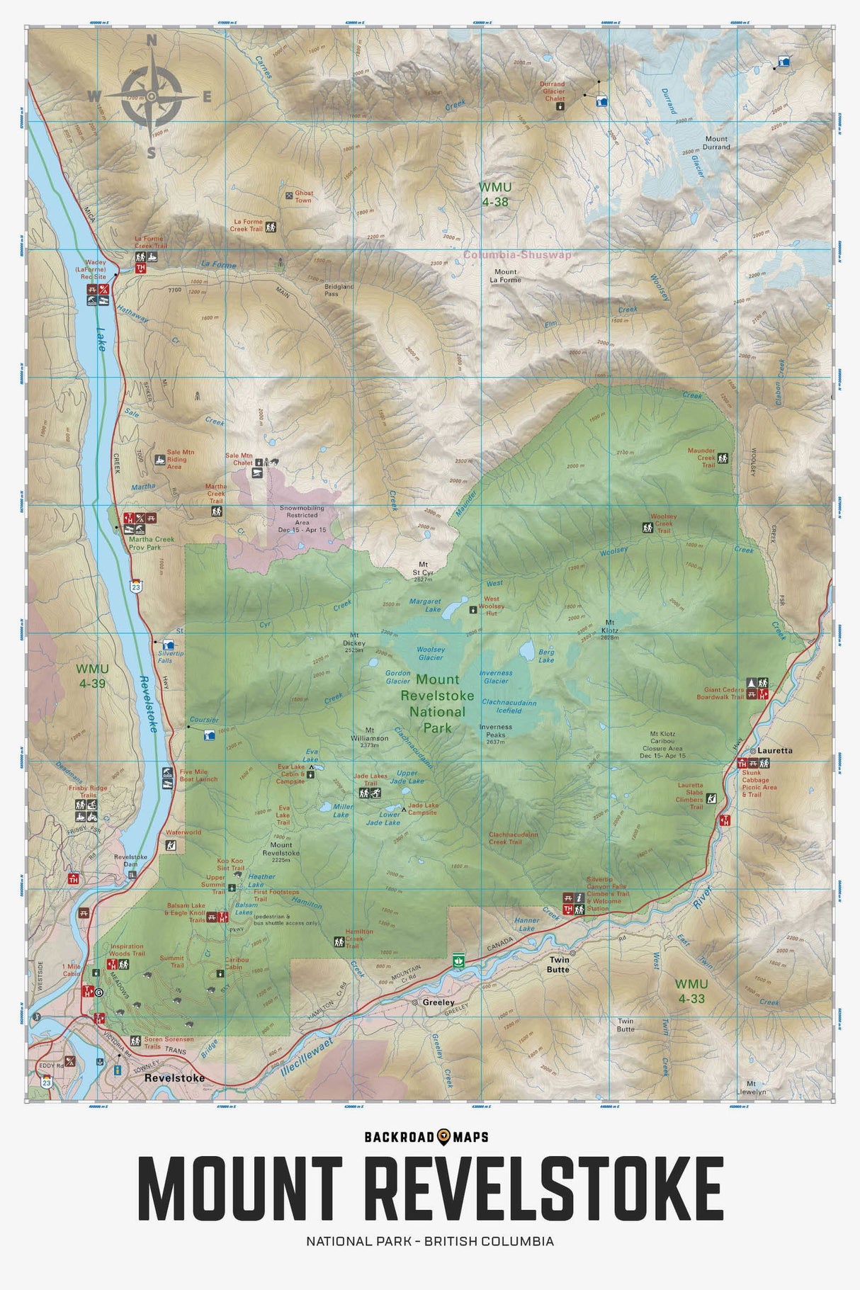 Mount Revelstoke National Park BC - Wall Map - Backroad Maps