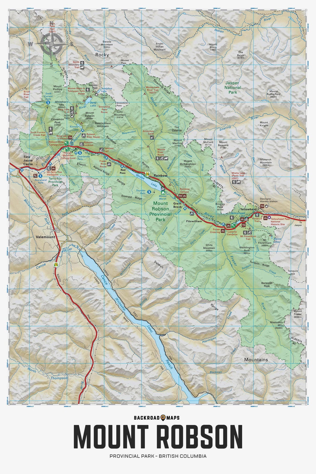 Mount Robson Provincial Park BC - Wall Map - Backroad Maps