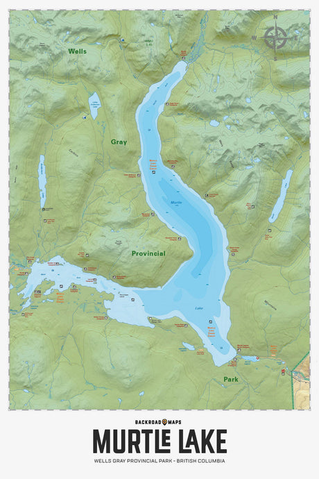 Murtle Lake - Wells Gray Provincial Park BC - Wall Map - Backroad Maps