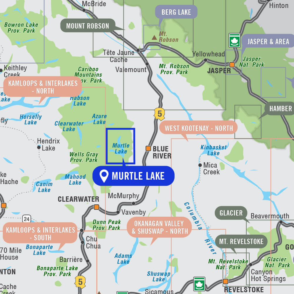 Murtle Lake (Wells Gray Provincial Park, BC) - Destination Map - Backroad Maps