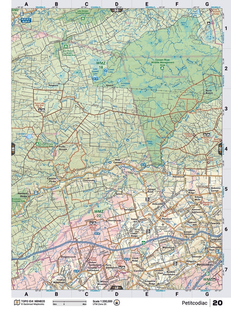 NBNB20 Wall Map - Petitcodiac - Backroad Maps