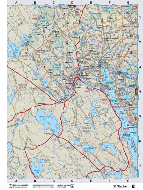 NBNB2 Wall Map - St Stephen - Backroad Maps