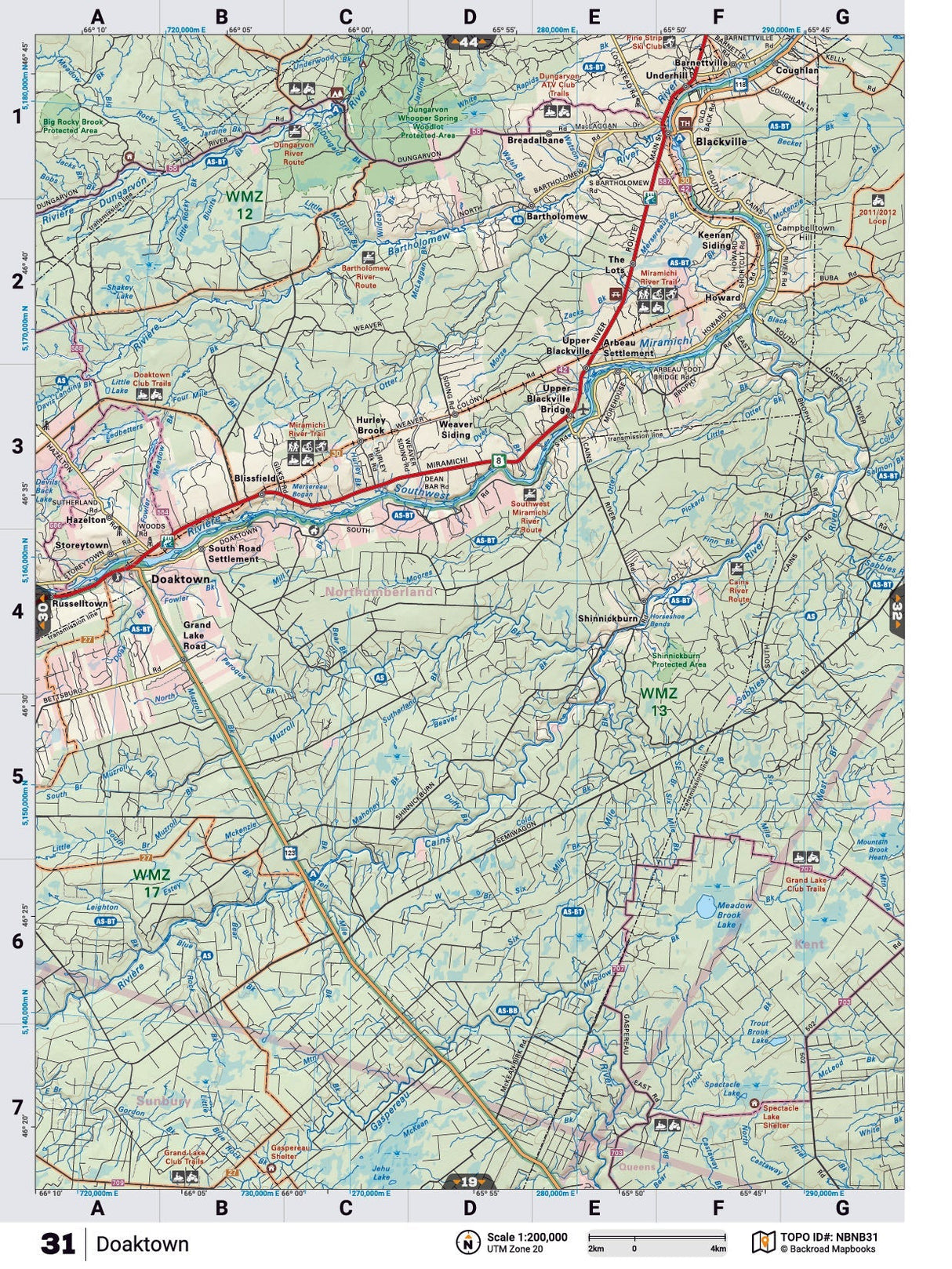 NBNB31 TOPO Map - Doaktown - Backroad Maps