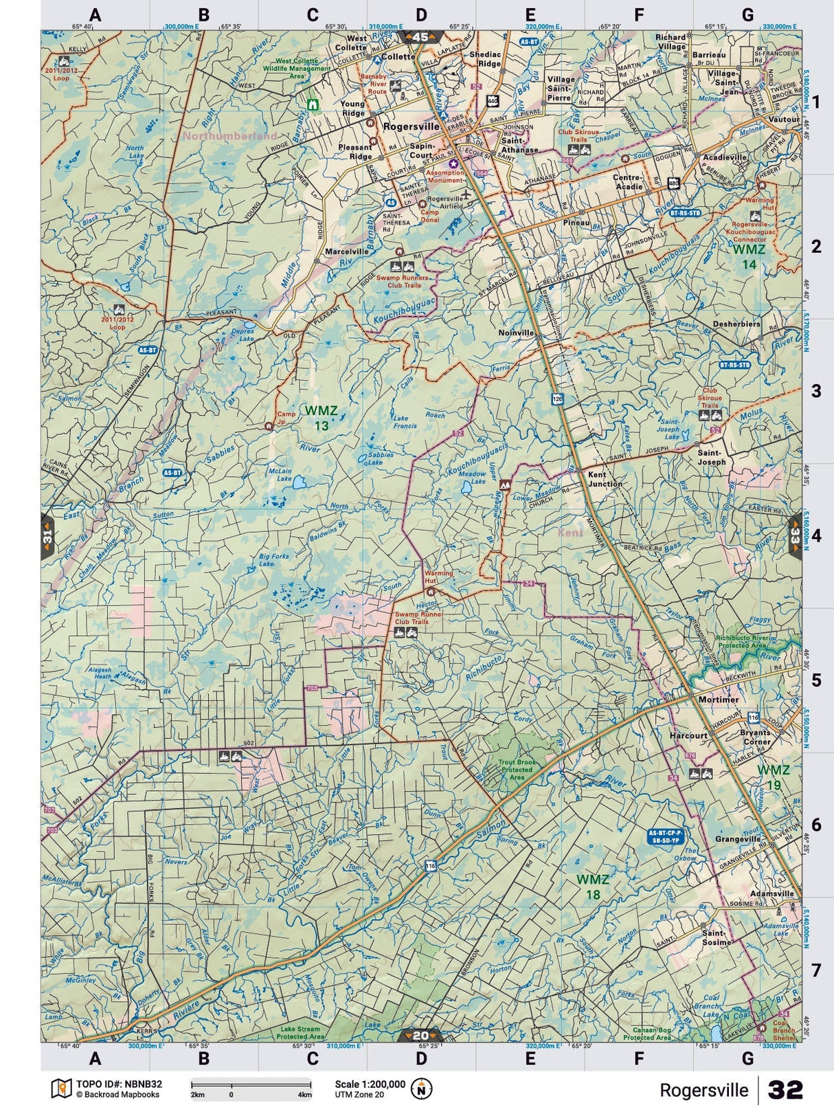 NBNB32 TOPO Map - Rogersville - Backroad Maps