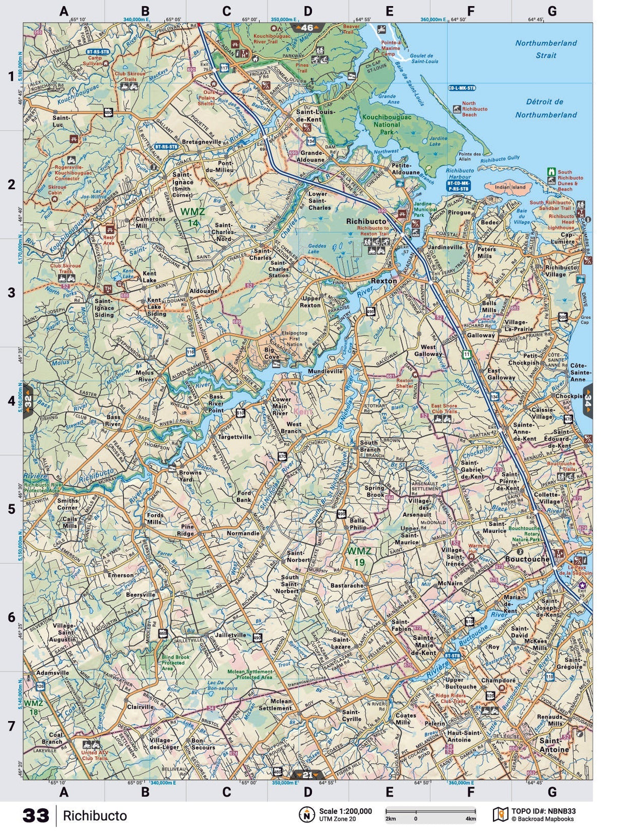 NBNB33 TOPO Map - Richibucto - Backroad Maps