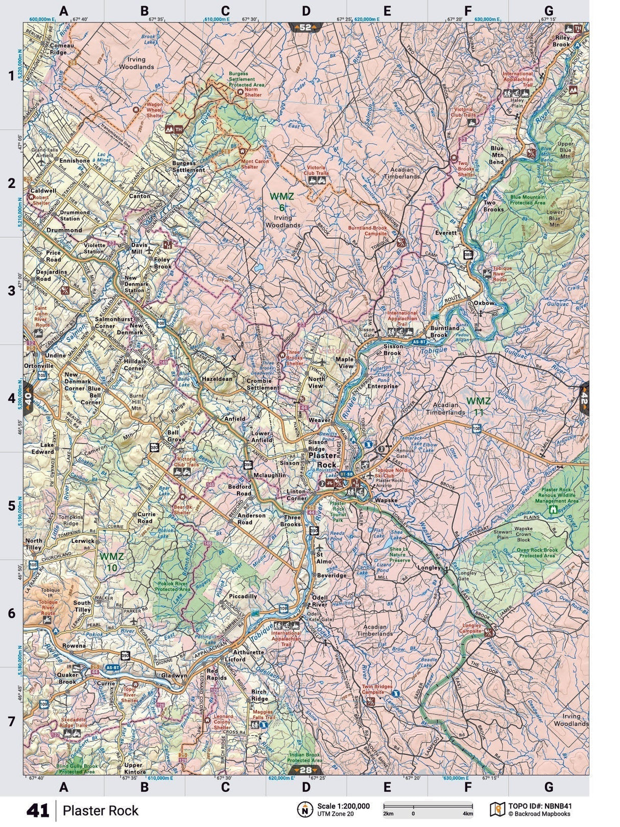 NBNB41 Wall Map - Plaster Rock - Backroad Maps