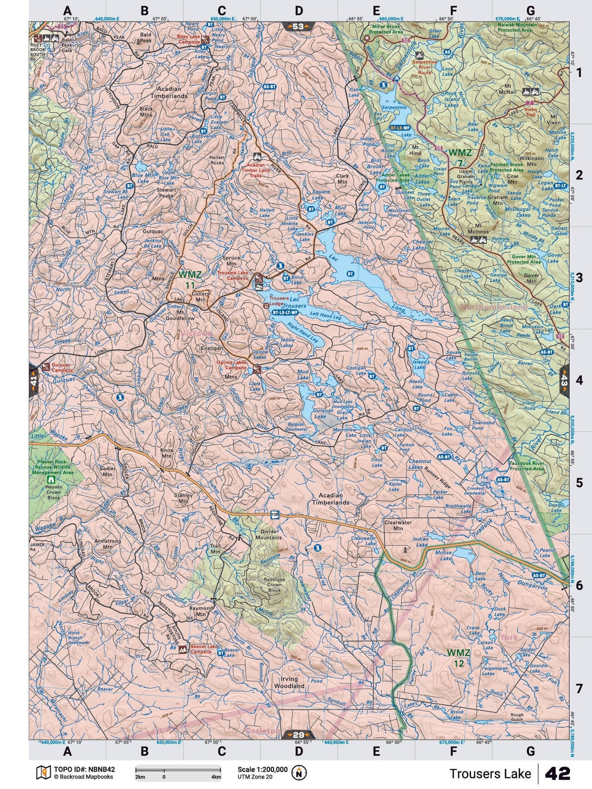 NBNB42 TOPO Map - Trousers Lake - Backroad Maps