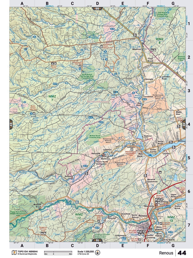 NBNB44 Wall Map - Renous - Backroad Maps