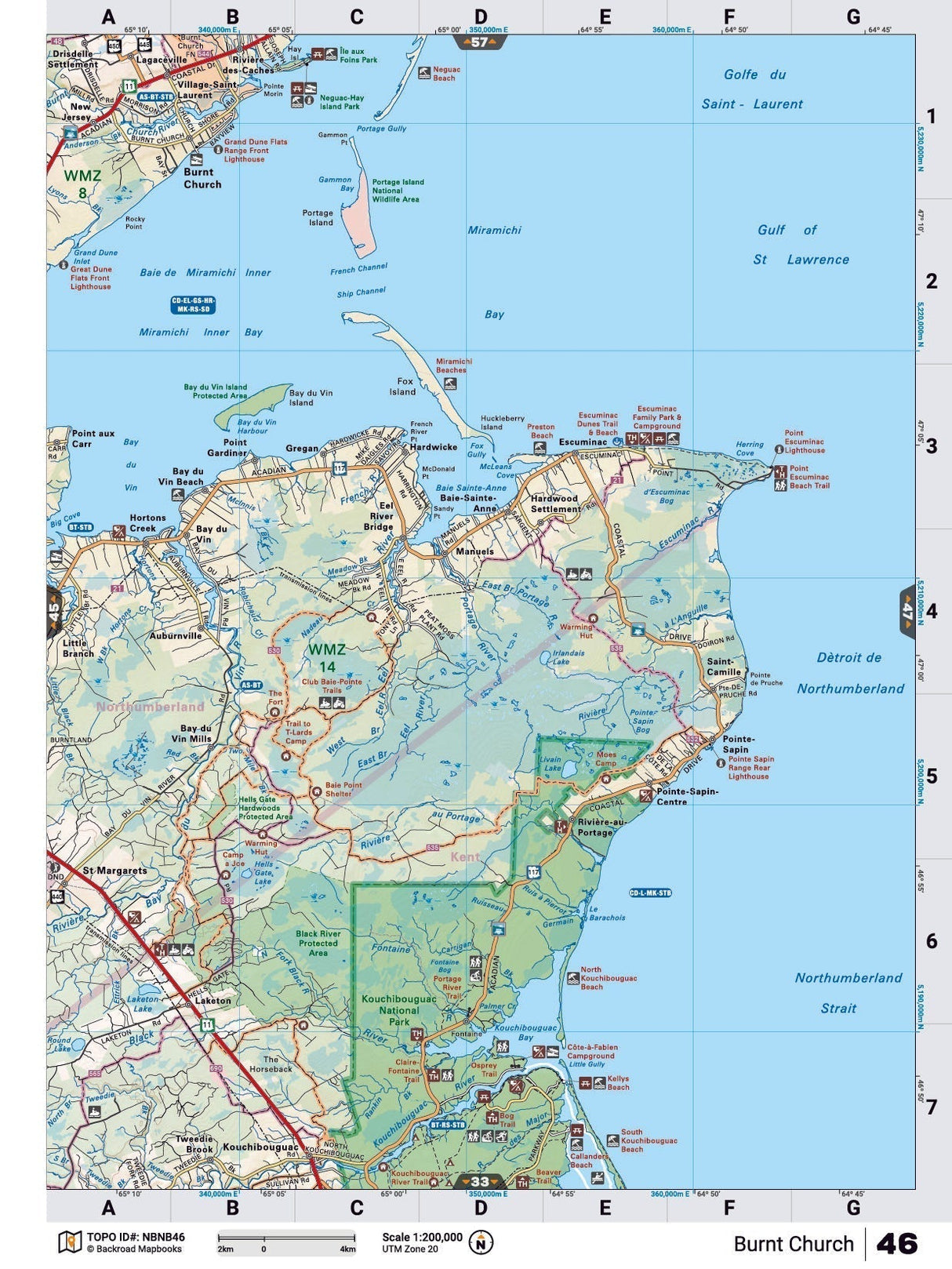 NBNB46 Wall Map - Burnt Church - Backroad Maps