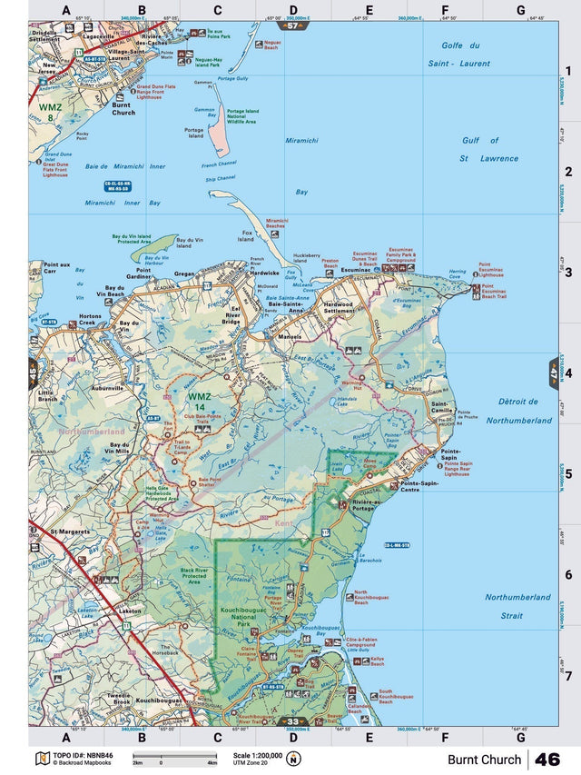 NBNB46 Wall Map - Burnt Church - Backroad Maps