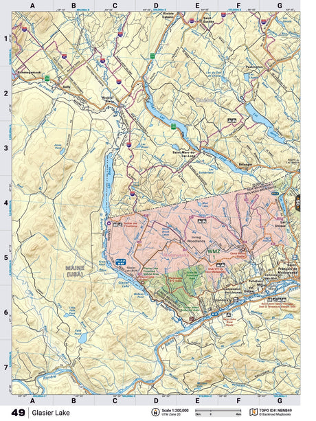 NBNB49 TOPO Map - Glasier Lake - Backroad Maps