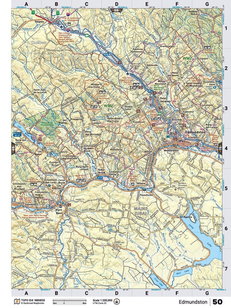 NBNB50 Wall Map - Edmundston - Backroad Maps