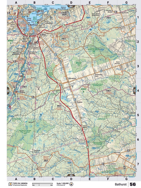 NBNB56 Wall Map - Bathurst - Backroad Maps