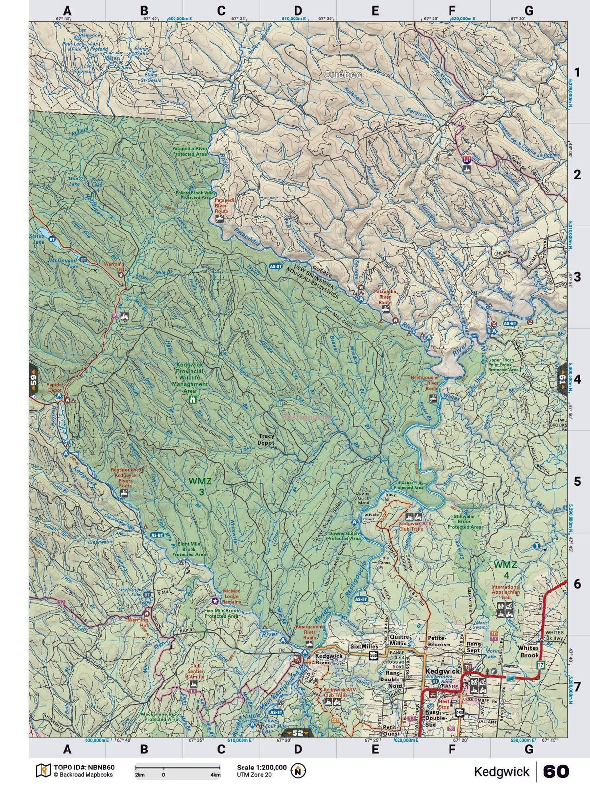 NBNB60 Wall Map - Kedgwick - Backroad Maps