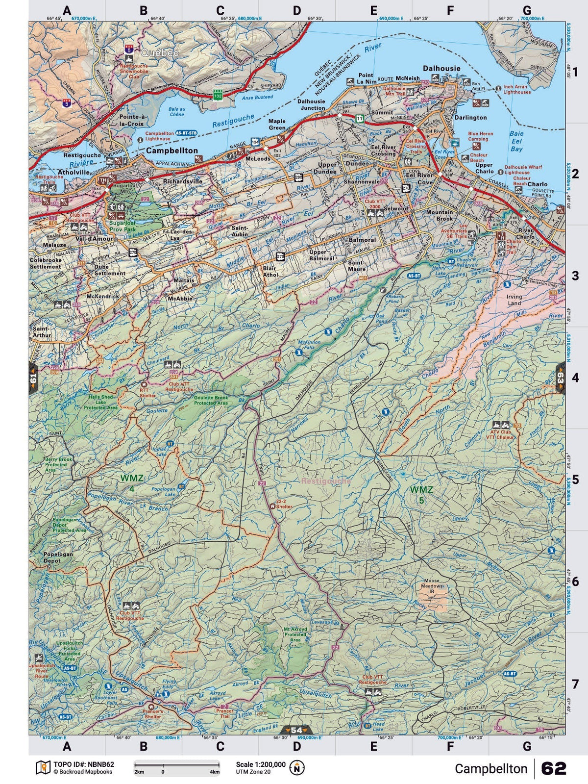 Backroad Maps NBNB62 TOPO Map - Campbellton