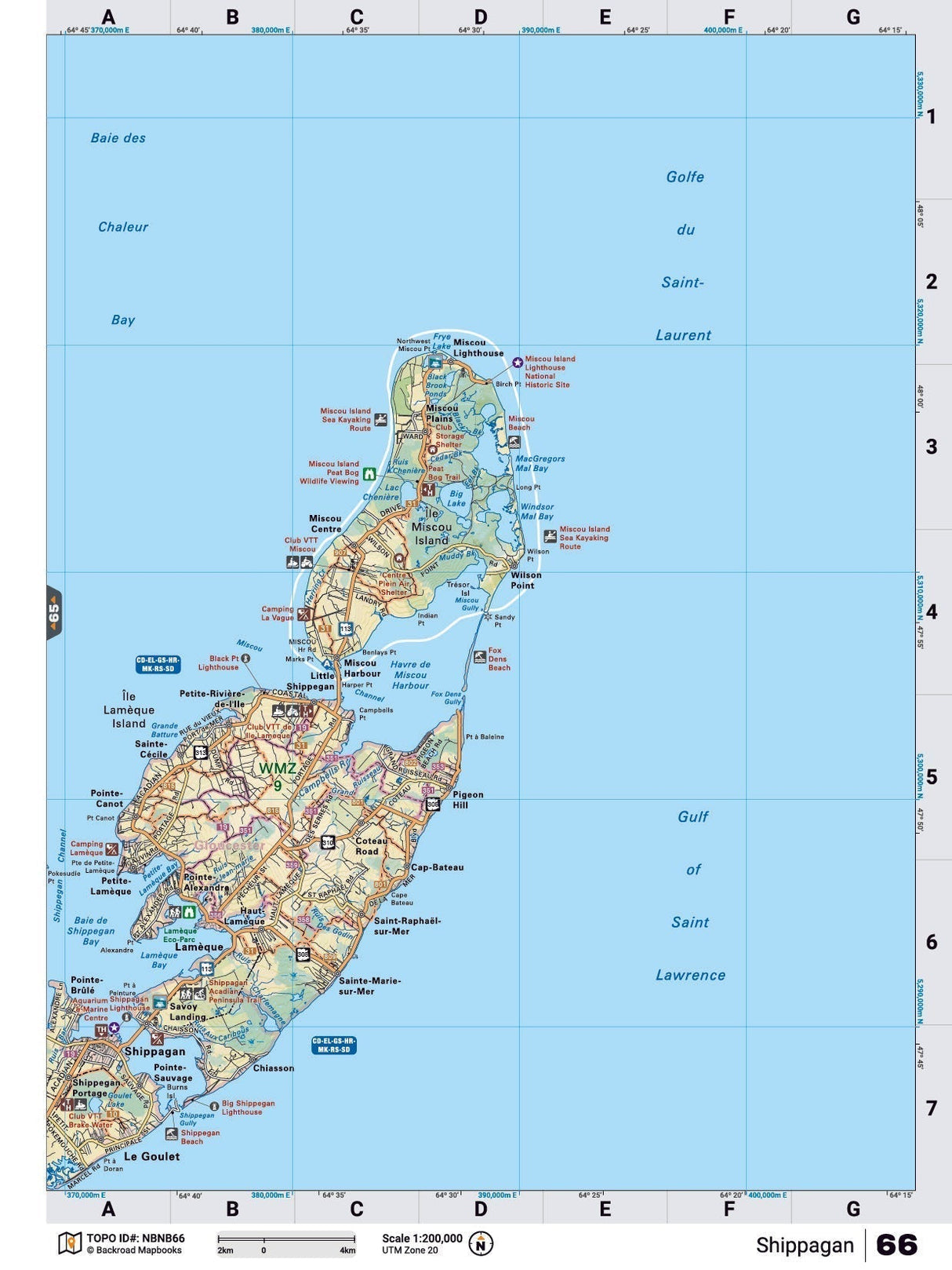 NBNB66 Wall Map - Shippagan - Backroad Maps