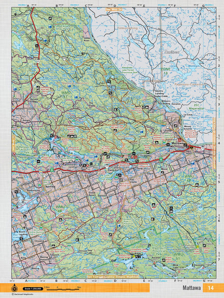 NEON14 Wall Map - Mattawa - Backroad Maps