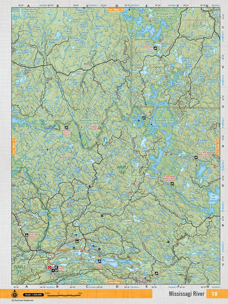 NEON18 Wall Map - Mississaga River - Backroad Maps
