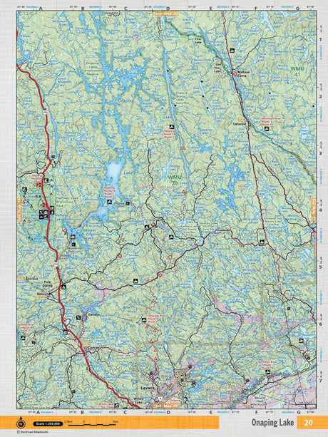 NEON20 Wall Map - Onaping Lake - Backroad Maps