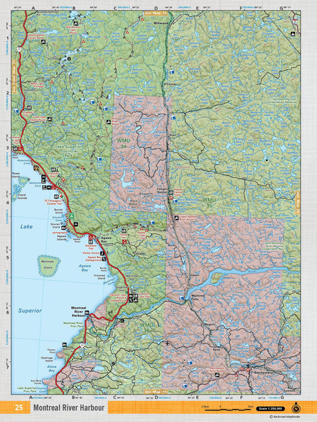 NEON25 Wall Map - Montreal River Harbour - Backroad Maps