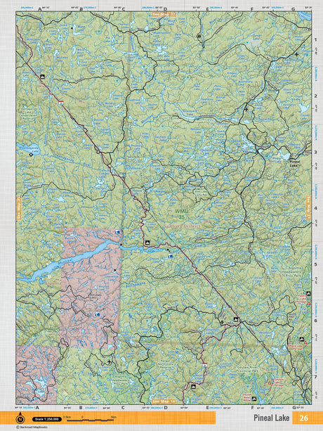 NEON26 Wall Map - Pineal Lake - Backroad Maps