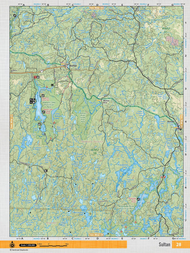 NEON28 Wall Map - Sultan - Backroad Maps