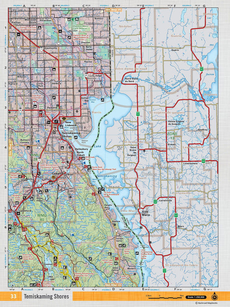 NEON33 Wall Map - Temiskaming Shores - Backroad Maps