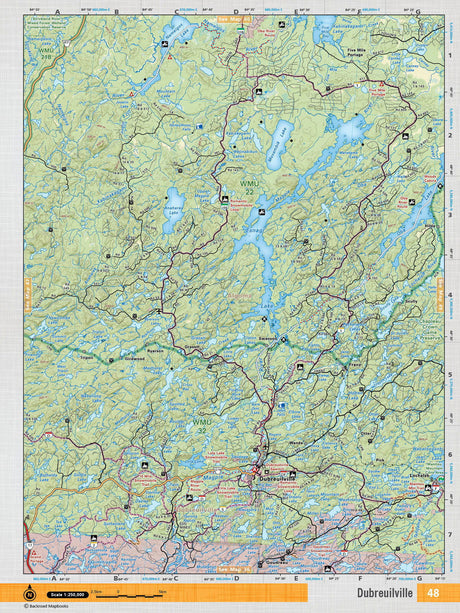 NEON48 Wall Map - Dubreuilville - Backroad Maps