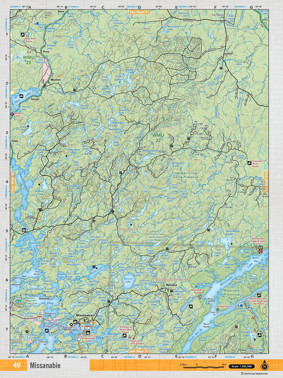Backroad Maps NEON49 Topographic Map of Missanabie