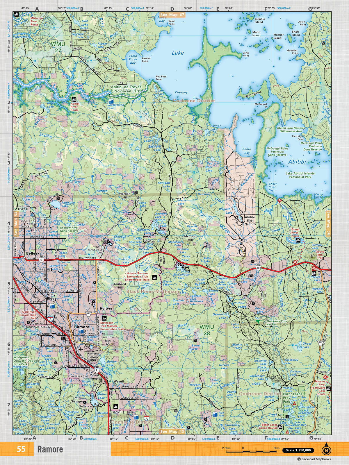 NEON55 Wall Map - Ramore - Backroad Maps