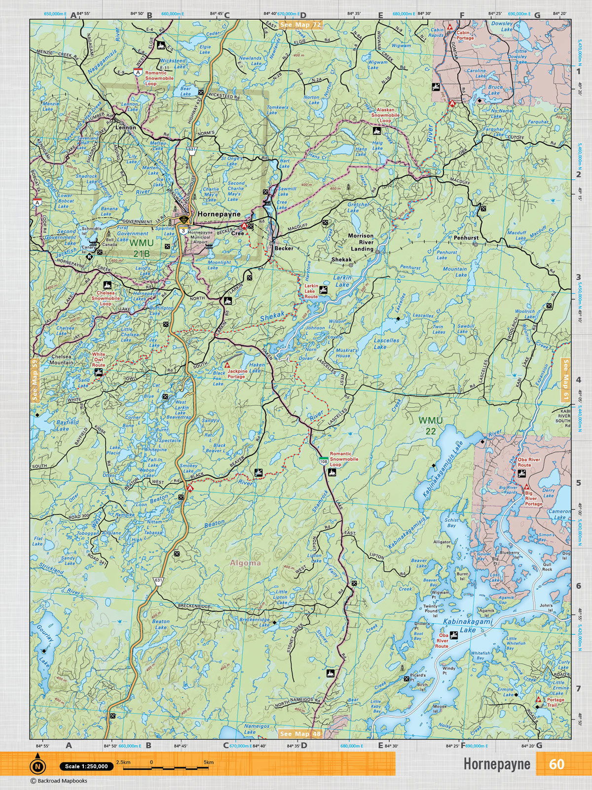 NEON60 TOPO Map - Hornepayne - Backroad Maps