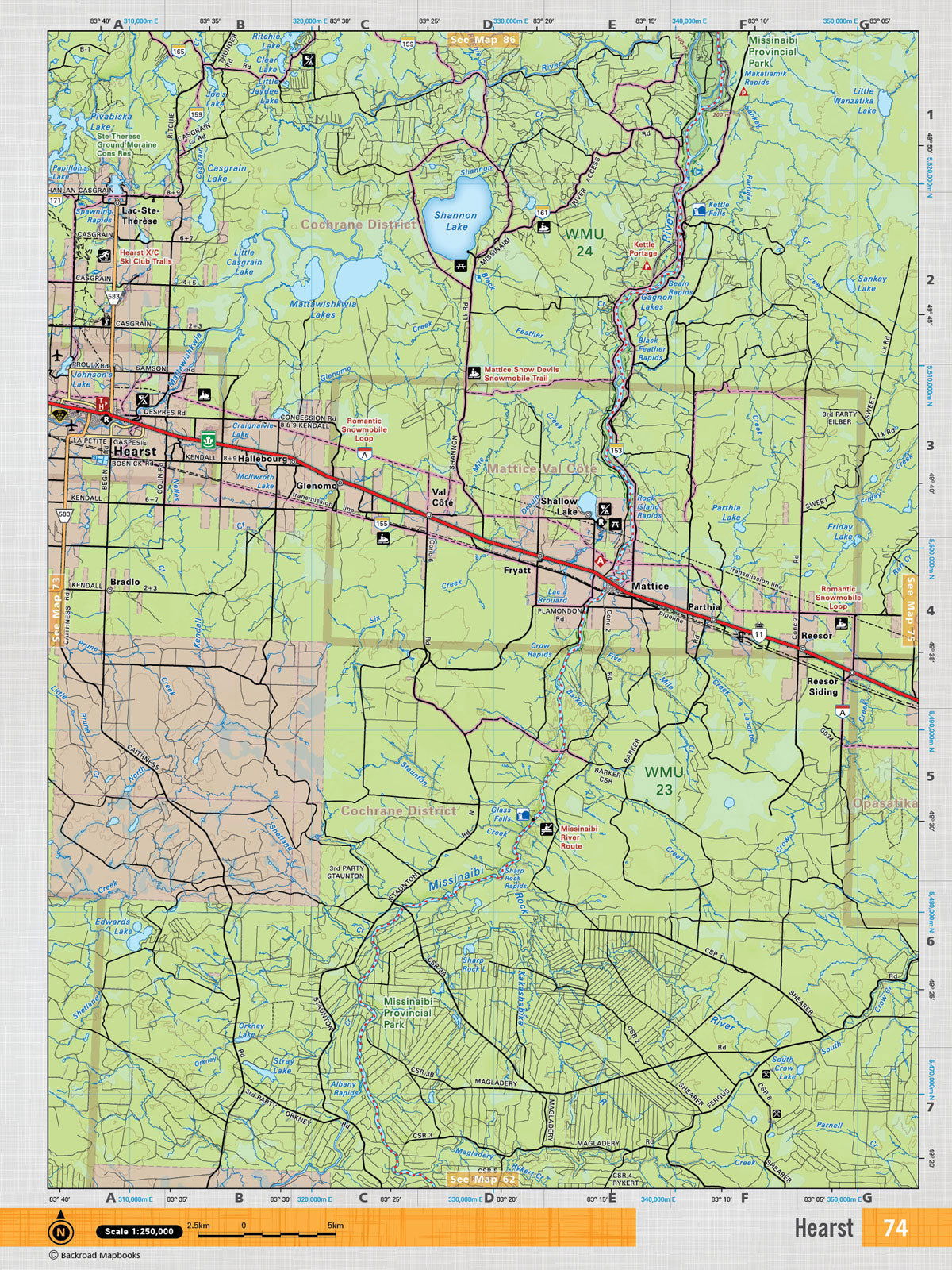 NEON74 TOPO Map - Hearst - Backroad Maps