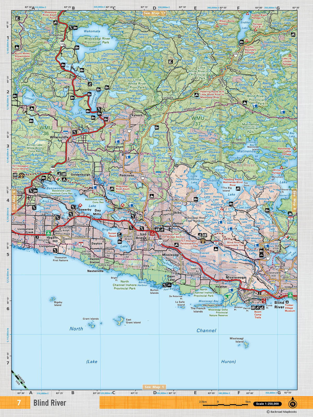 NEON7 Wall Map - Blind River - Backroad Maps