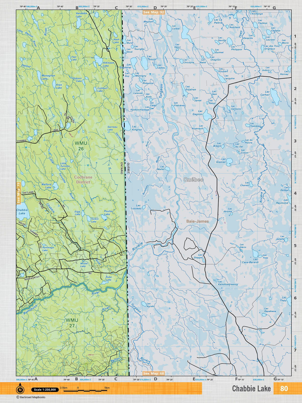 NEON80 Wall Map - Chabbie Lake - Backroad Maps