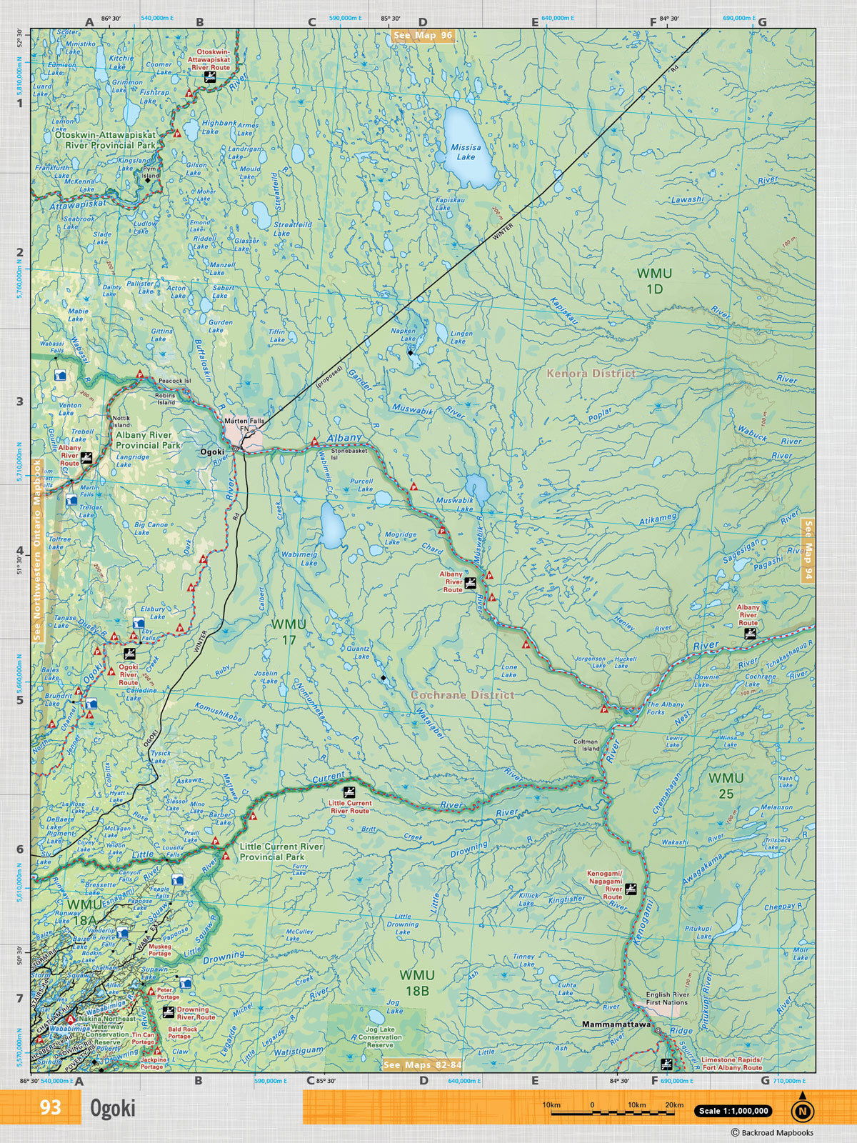 NEON93 Wall Map - Ogoki - Backroad Maps