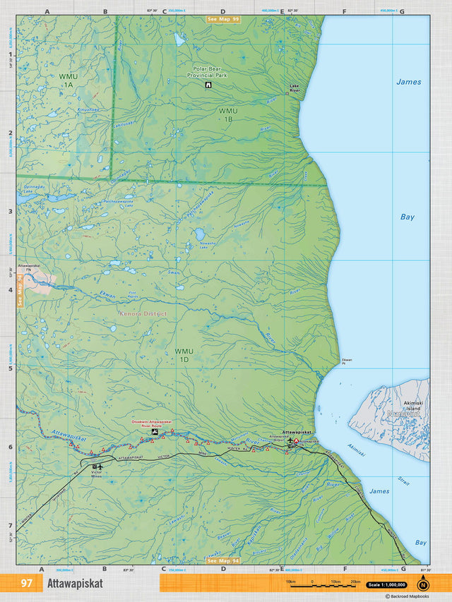 NEON97 Wall Map - Attawapiskat - Backroad Maps