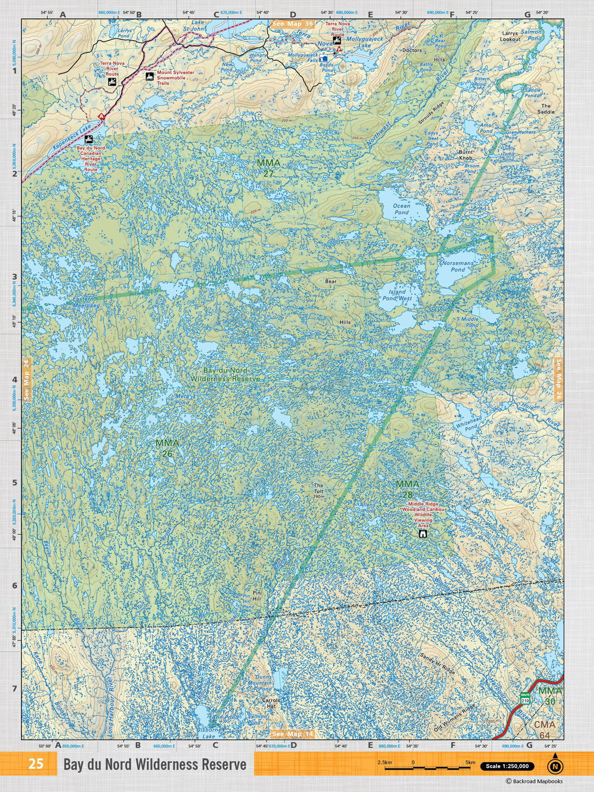 NFLD25 TOPO Map - Bay du Nord Wilderness Reserve - Backroad Maps