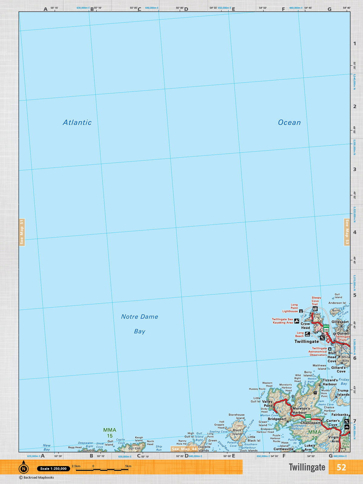 NFLD52 TOPO Map - Twillingate - Backroad Maps