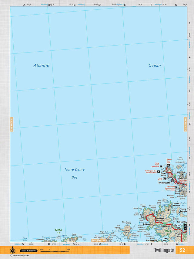 NFLD52 Wall Map - Twillingate - Backroad Maps